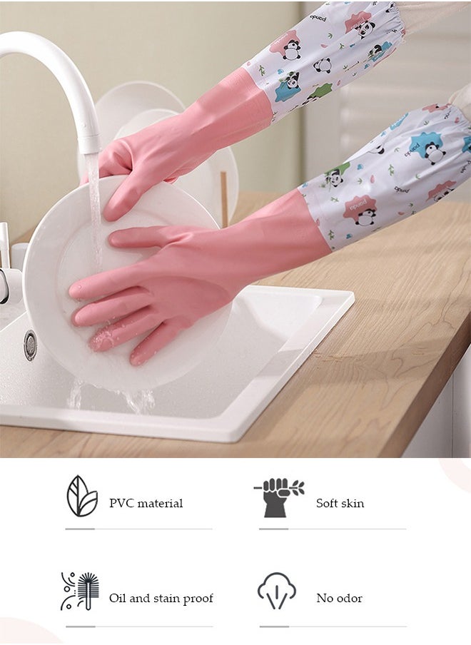 DUNISO - 2 Pairs Household Cleaning Gloves Dishwashing Cleaning Gloves,Waterproof Household Kitchen Dishwashing Glove,Non-Slip Laundry Kitchen Gardening Household Gloves - Image 1