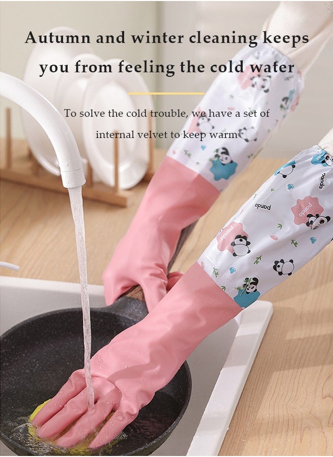 DUNISO - 2 Pairs Household Cleaning Gloves Dishwashing Cleaning Gloves,Waterproof Household Kitchen Dishwashing Glove,Non-Slip Laundry Kitchen Gardening Household Gloves - Image 1