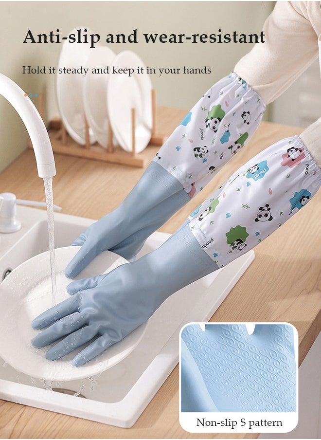 DUNISO - 2 Pairs Household Cleaning Gloves Dishwashing Cleaning Gloves,Waterproof Household Kitchen Dishwashing Glove,Non-Slip Laundry Kitchen Gardening Household Gloves - Image 1