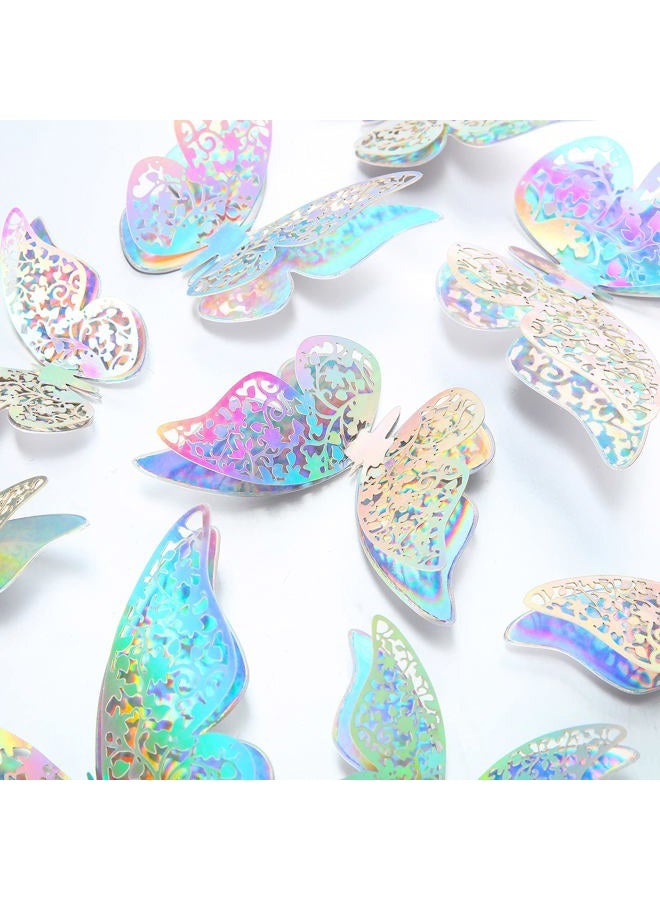 Outus 120 Pieces Sequined Silver 3D Layered Butterfly Wall Decor Removable Butterfly Stickers Hollow Mural Decals for Birthday Cake Decorations Crafts Bouquet Flower Arrangements - Image 3
