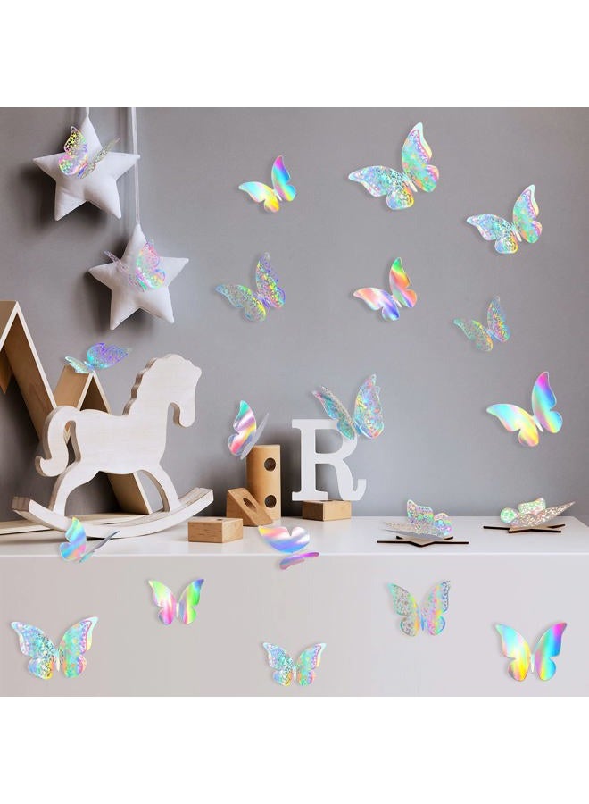 Outus 120 Pieces Sequined Silver 3D Layered Butterfly Wall Decor Removable Butterfly Stickers Hollow Mural Decals for Birthday Cake Decorations Crafts Bouquet Flower Arrangements - Image 4