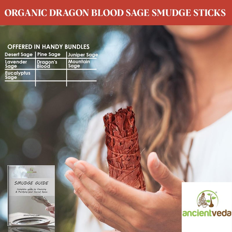 Ancientveda Soul Sticks 4" Dragons Blood Sage Sticks 3 Pack with Starter Guide | Floral Organic Sage for House Cleansing and Evil Spirits Cleanse, Big Smudge Sticks Bundle for Yoga Meditation Healing Rituals - Image 5