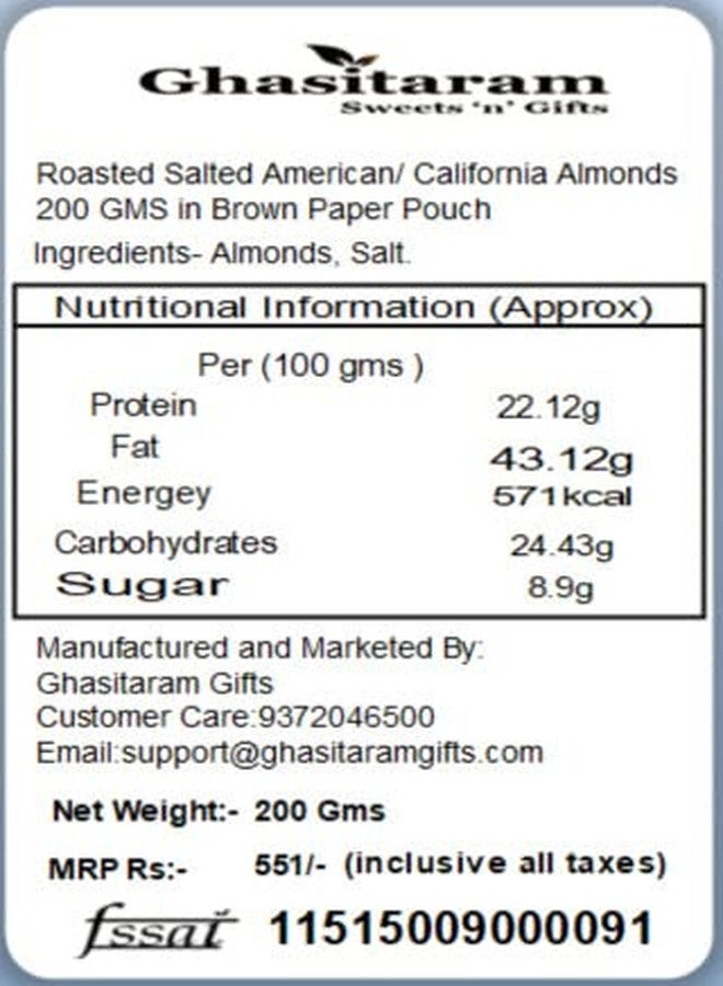 Jaiccha Ghasitaram Rakhi Gifts for Brothers Rakhi Dryfruits - Roasted Salted American/ California Almonds 200 GMS in Brown Paper Pouch with Rudraksh Rakhi - Image 2