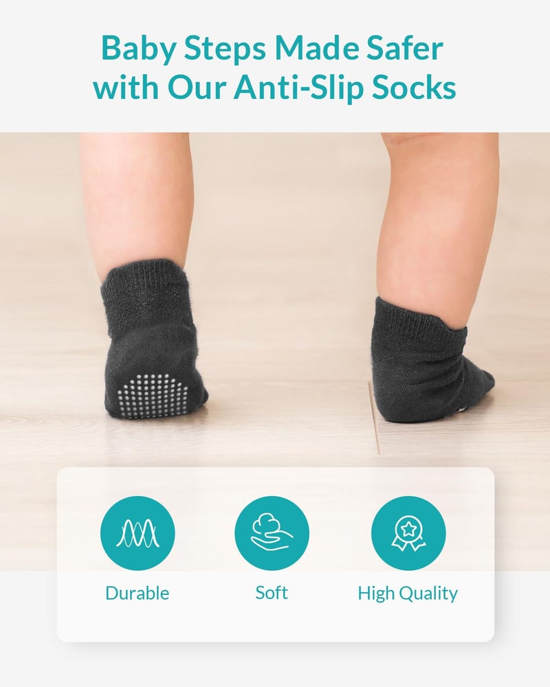 Infinno Baby Non Slip Ankle Socks 9 Pairs - Toddler Socks with Grips for Infants, Kids Boys and Girls - Image 4