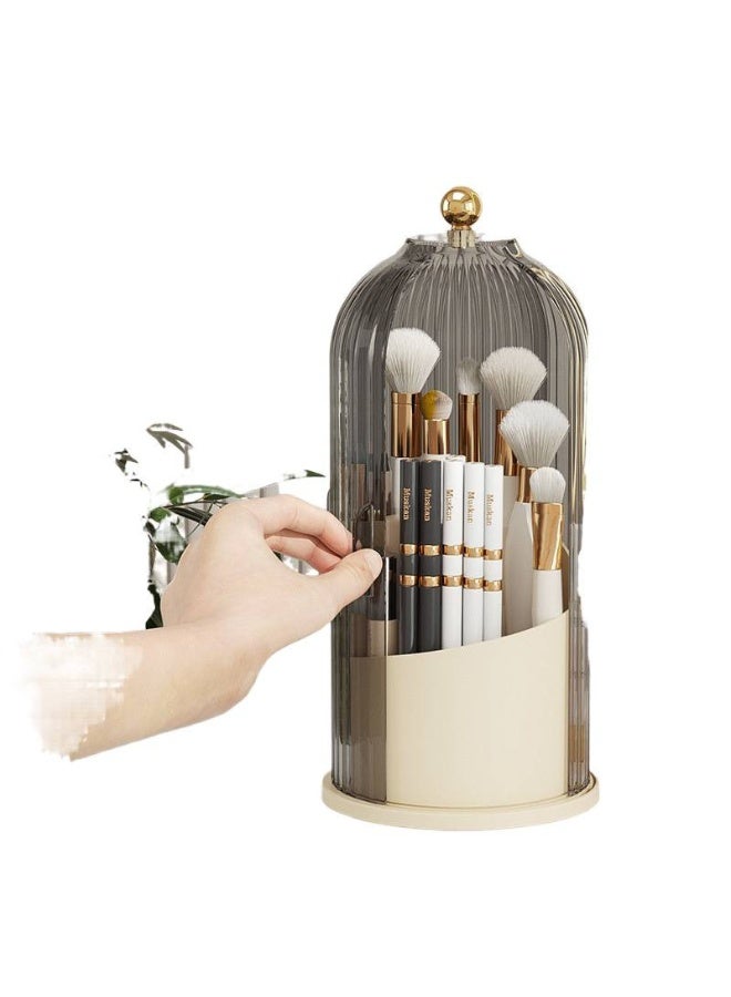 MIXDE Large Capacity 360 Rotating Makeup Brush Holder with Lid, 5-Slot Acrylic Cosmetic Storage Box for Vanity, Dressing Table Organizer for Bedroom & Bathroom - Image 4