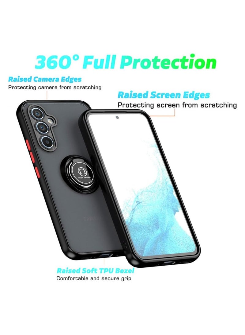 غطاء بمسند حلقي معدني دوار لهاتف سامسونج جالاكسي S25 بلس، مضاد للصدمات، لمسة نهائية غير لامعة، جراب خلفي صلب مضاد لبصمات الأصابع، غطاء مغناطيسي للسيارة لهاتف سامسونج جالاكسي S25 بلس - Image 5