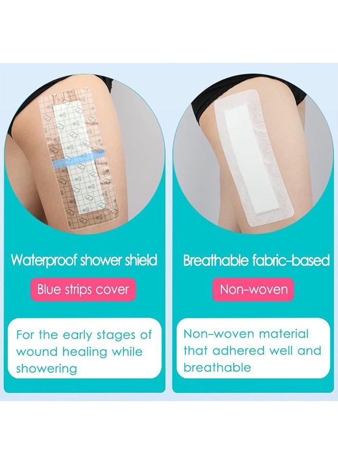 Generic 10Pcs Adhesive Island Wound Dressings, Breathable Bordered Gauze, Bandage Patches with Non-Stick Pad for Knee Hip Replacement Arm Leg Abdominal Back Incision Cuts Injury, 4"x10"  - Image 4