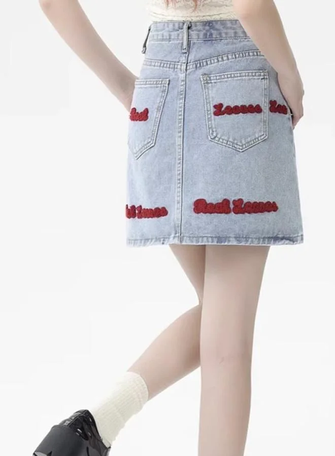 YUNIQEE Grey A-Line Mini Denim Skirts
