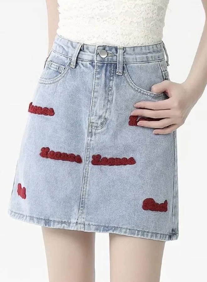 YUNIQEE Grey A-Line Mini Denim Skirts