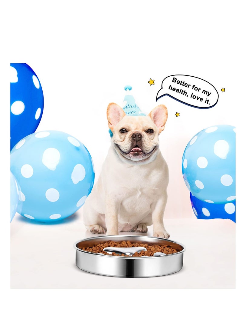 Excefore - Slow Feeder Dog Bowls 304 Stainless Steel, Metal Dog Food Bowls,  Dog Water Bowl for Small & Medium Sized Dogs, Fun Bloat Stop Pet Bowl for Fast Eaters, Slows Down Pets Eating - Image 1
