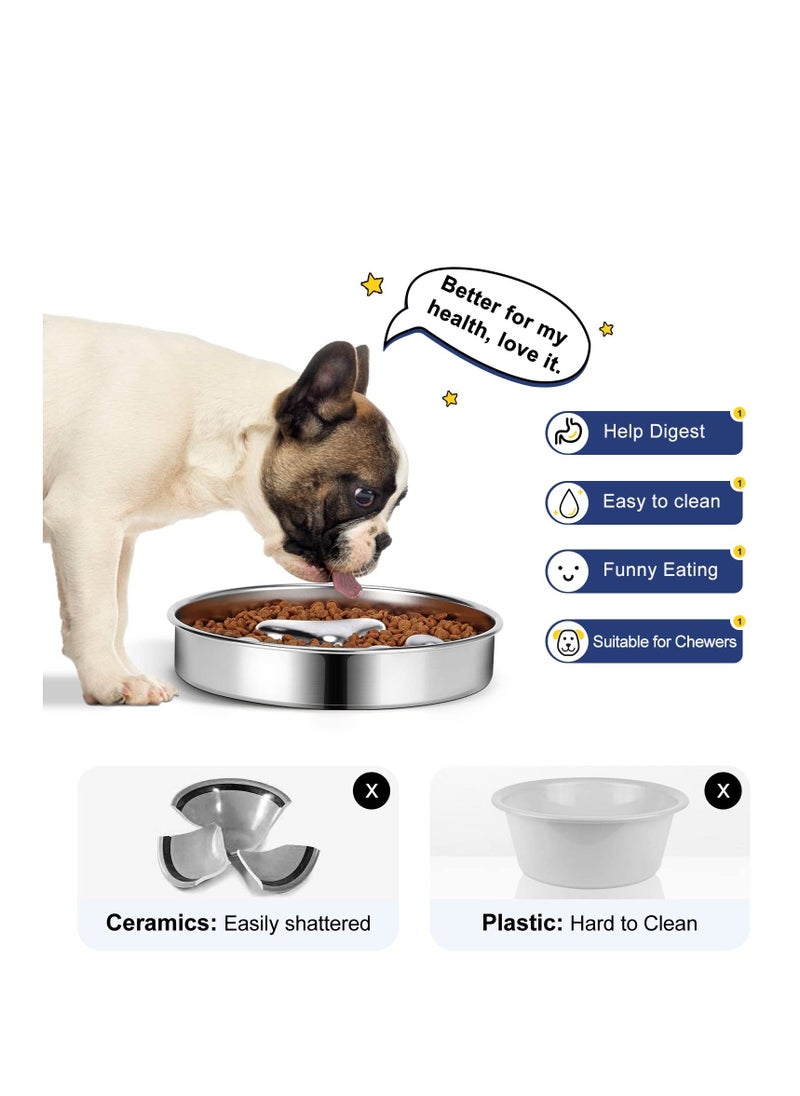 Excefore - Slow Feeder Dog Bowls 304 Stainless Steel, Metal Dog Food Bowls,  Dog Water Bowl for Small & Medium Sized Dogs, Fun Bloat Stop Pet Bowl for Fast Eaters, Slows Down Pets Eating - Image 1