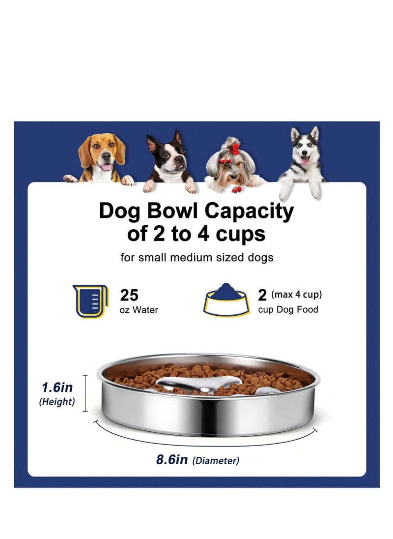 Excefore - Slow Feeder Dog Bowls 304 Stainless Steel, Metal Dog Food Bowls,  Dog Water Bowl for Small & Medium Sized Dogs, Fun Bloat Stop Pet Bowl for Fast Eaters, Slows Down Pets Eating - Image 1