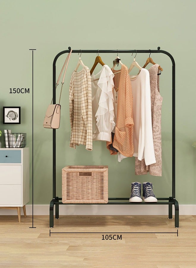 GUDOO Simple Clothes Drying Rack Floor Metal Shoe Rack Hanger Indoor Bedroom Storage Rack Multi-functional Hanger Black 150x105x45 cm - Image 1