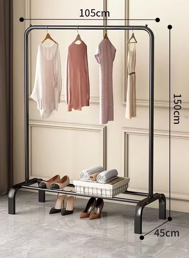 GUDOO Simple Clothes Drying Rack Floor Metal Shoe Rack Hanger Indoor Bedroom Storage Rack Multi-functional Hanger Black 150x105x45 cm - Image 4