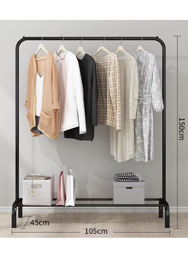 GUDOO Simple Clothes Drying Rack Floor Metal Shoe Rack Hanger Indoor Bedroom Storage Rack Multi-functional Hanger Black 150x105x45 cm - Image 3