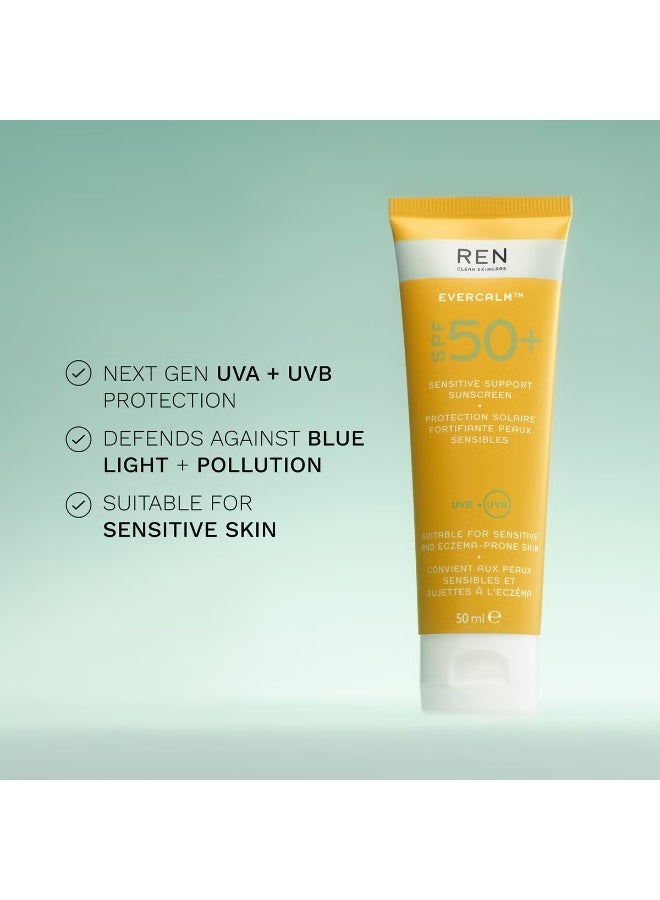 REN Clean Skincare Evercalm Sensitive Support Sunscreen SPF50+ 50ml - Image 2