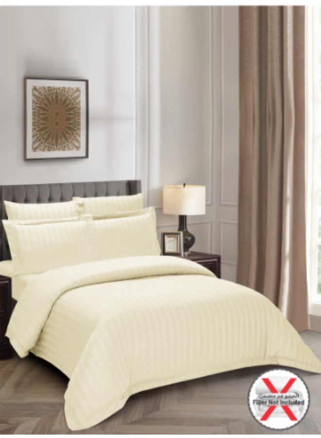 Hotel striped duvet cover set, 4 pieces, king size, fits 200x200cm bed, super soft hypoallergenic microfiber, suitable for all seasons (duvet insert not included) - Image 2