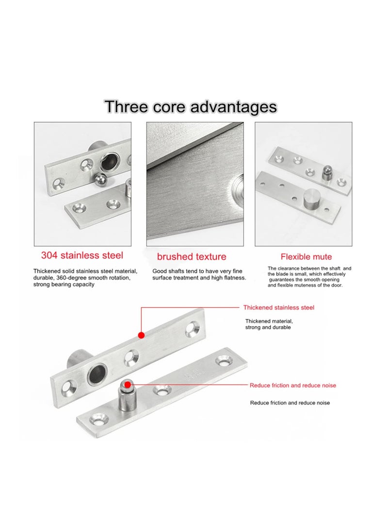 NIBEMINENT - 2PCS 180° Rotation Door Pivot Hinge, Concealed Hinge Hardware Hidden Bookshelf Hinges Concealing Swivel HardwareStainless Steel Secret Room Small - Image 1