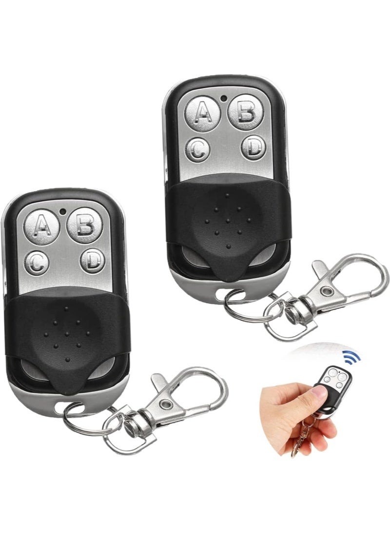 2 Garage Key Duplicators, Universal Automatic Door Remotes, 433MHz Cloning Remotes, Garage Door Remote Keychains, 4-Button, Compatible with Car Garage Doors, with Protective Case, Silver/Black - Image 1