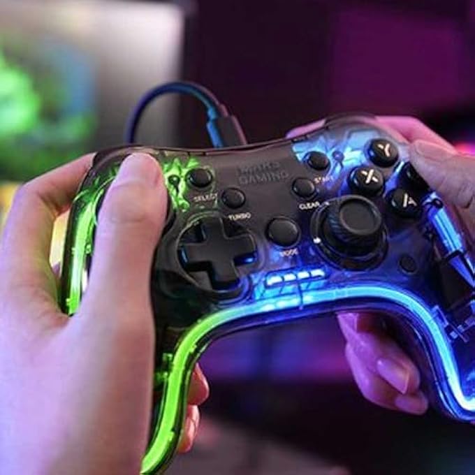 MARS GAMING MARSGAMING MGP-C, PROFESSIONAL NEON RGB GAMEPAD, DUAL HAPTIC VIBRATION, ANALOGUE JOYSTICKS, CONTROLLER FOR PC, SWITCH, PS3, RASPBERRY PI, MAC, ANDROID - Image 2