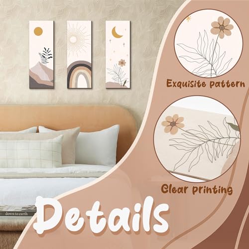 LUHIMO 3 PCS Boho Room Decor Aesthetic Wall Art for Bedroom,Wooden Hanging minimalist office wall art Sign mid century modern wall decor - Image 5