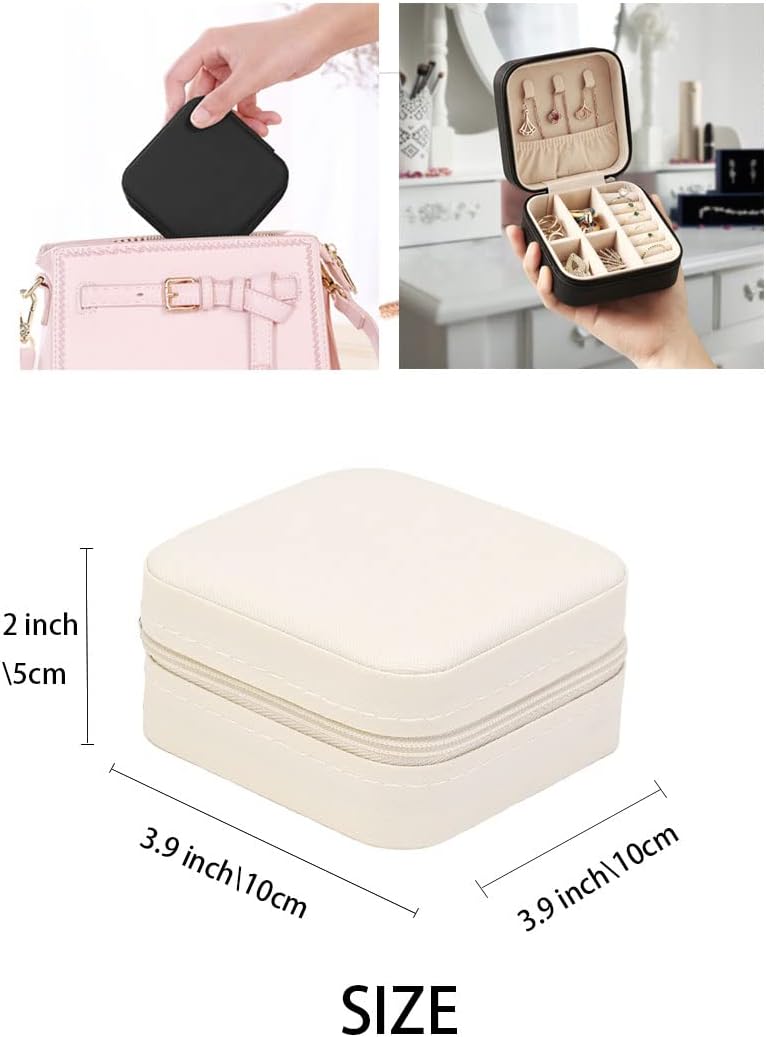 ZPROW Travel Jewelry Case, Mini Portable Jewelry Travel Boxes, Small Jewelry Organizer for Rings, Earrings, Pendants, Watches, Necklaces, Lipsticks Organizer Storage Holder Case (White) - Image 3