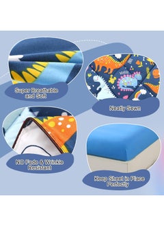 Wowelife Wowelife Dinosaur Toddler Bedding Set for Boys Grey 4 Piece Toddler Bed Sets Blue Kids Toddler Comforter Set Breathable Soft with Comforter, Flat Sheet, Fitted Sheet and Pillowcase  - Image 4