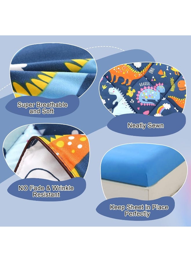 Wowelife - Wowelife Dinosaur Toddler Bedding Set for Boys Grey 4 Piece Toddler Bed Sets Blue Kids Toddler Comforter Set Breathable Soft with Comforter, Flat Sheet, Fitted Sheet and Pillowcase - Image 1