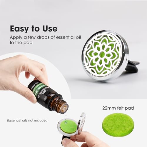 ttstar Car Diffuser Vent Clip - 30mm Aromatherapy Essential Oil Car Diffuser Vent Clips with 36 Refill Pads (3 Lotus Vent Clips, Metal) - Image 3
