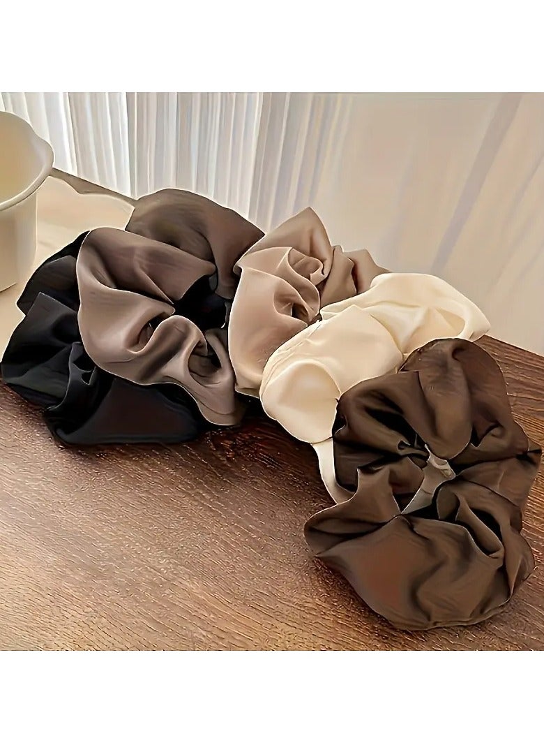 Ucanbe 5-Pack Elegant Satin Scrunchies for Women - Solid Color Jersey Hair Ties, Perfect for Parties and Holidays  - Image 4