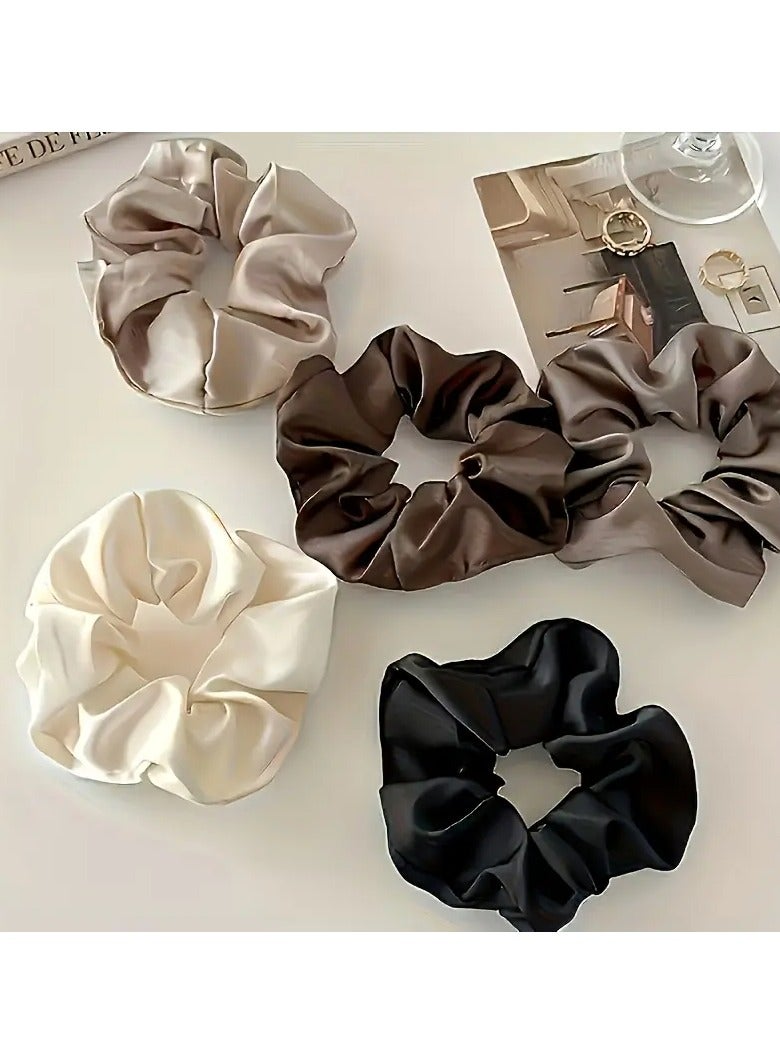 Ucanbe 5-Pack Elegant Satin Scrunchies for Women - Solid Color Jersey Hair Ties, Perfect for Parties and Holidays  - Image 3