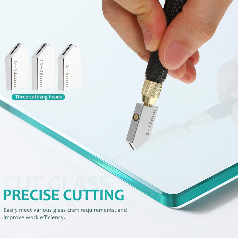 Glass Cutting Tool Set with Hand Tile Cutter Running Pliers Portable Ergonomic Manual Kit - Image 4
