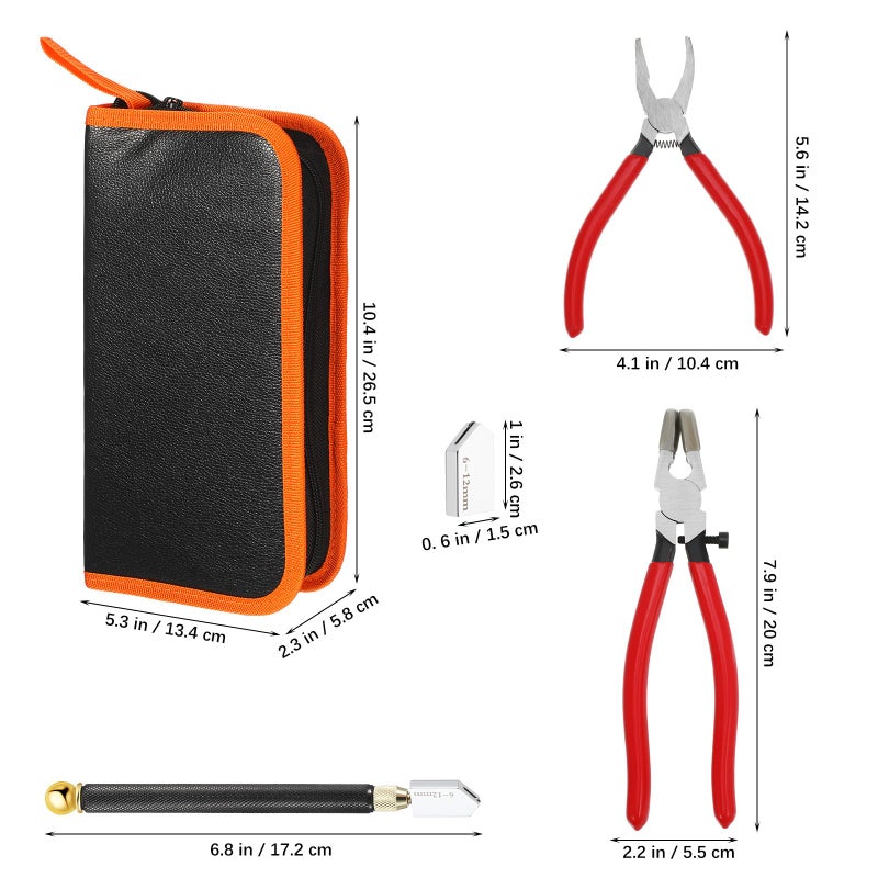 Glass Cutting Tool Set with Hand Tile Cutter Running Pliers Portable Ergonomic Manual Kit - Image 3