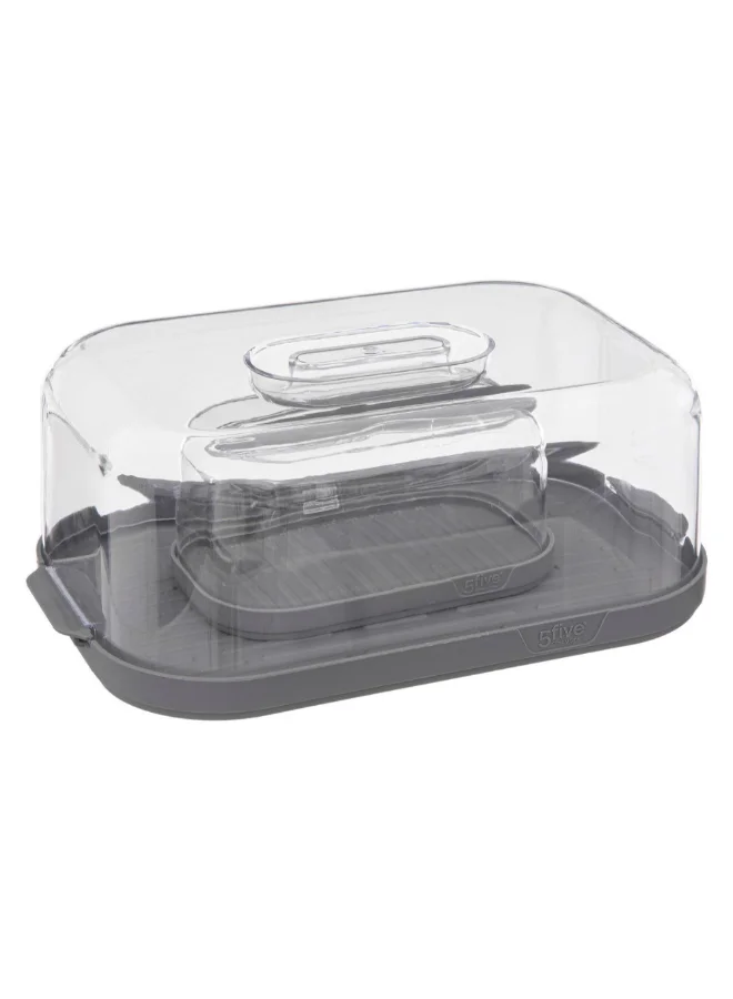 Five Simply Smart Fresh Eat Cheese Box with Butter Dish Grey and Clear 10.9 x 19.2 x 28.7 cm 194205