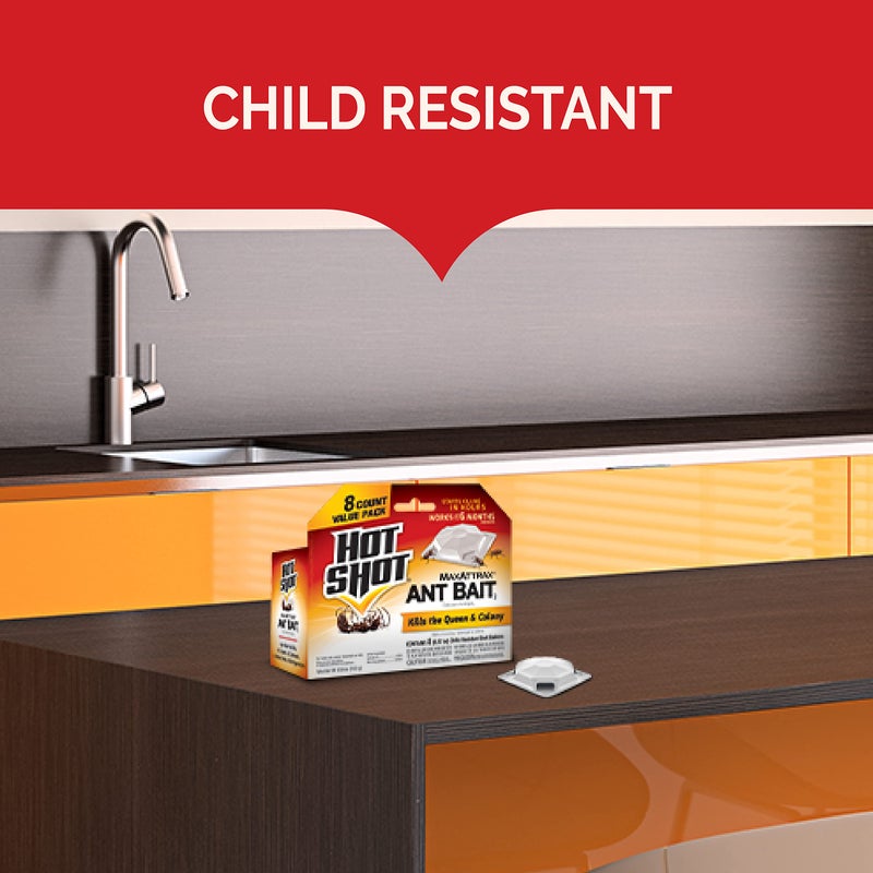 Hot Shot MaxAttrax Ant Bait 8 Count, Child-Resistant Bait Stations, 6 Pack - Image 5
