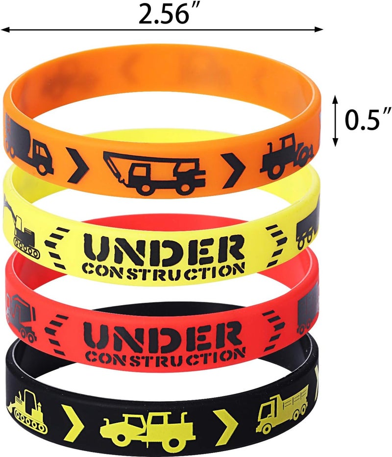 JOVITEC Construction Zone Bracelets Birthday Party Favors Rubber Bracelets Construction Themed Party Bags Supplies Decorations Silicone Wristbands for Kids48 Pieces - Image 2