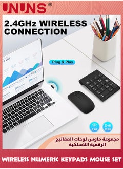 UNUNS Wireless Numeric Keypad,Mini 2.4G 18 Keys Number Pad With Wireless Mouse,USB Receiver,Portable Silent Financial Accounting Numpad,Keyboard Extensions For Laptop PC Desktop Notebook, Black  - Image 3