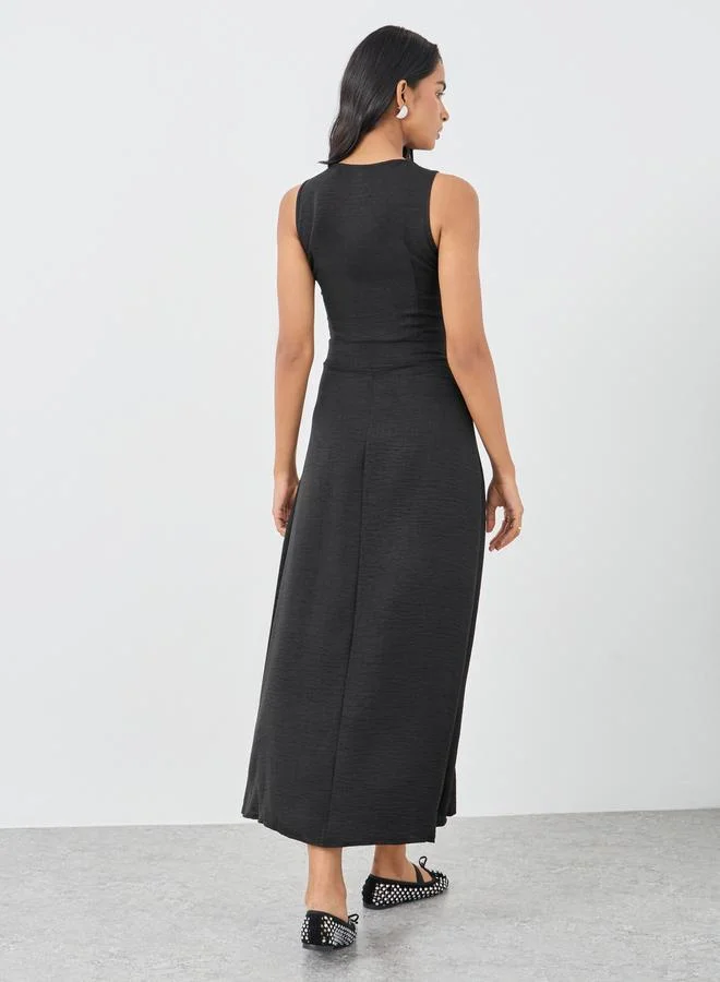 Take Two Take Two Solid Sleeveless Round Neck A-Line Midi Dress