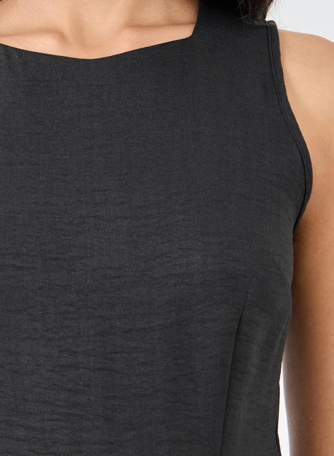 Take Two Take Two Solid Sleeveless Round Neck A-Line Midi Dress