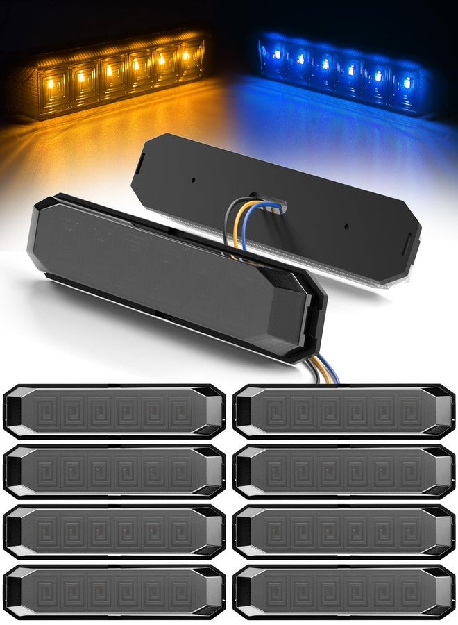 PSEQT 4.7'' Dual Color Amber Blue Trailer Marker LED Lights Strip Dual Function Side Clearance Tail Grille Bumper Fender Waterproof Light 12V for Trailer Truck Car Bus Van ATV UTV, 10Pcs w/Black Lens - Image 1