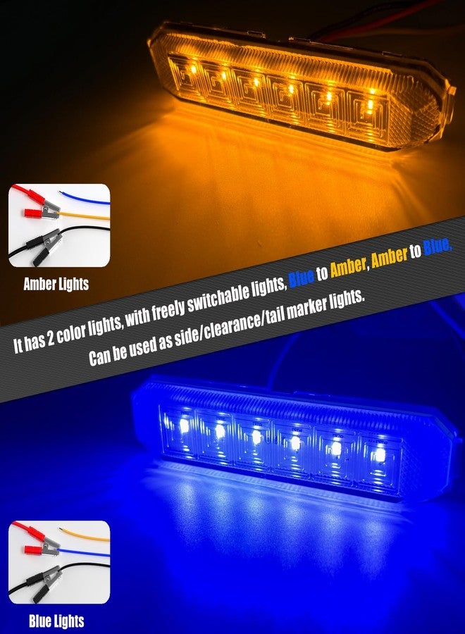 PSEQT 4.7'' Dual Color Amber Blue Trailer Marker LED Lights Strip Dual Function Side Clearance Tail Grille Bumper Fender Waterproof Light 12V for Trailer Truck Car Bus Van ATV UTV, 10Pcs w/Black Lens - Image 2