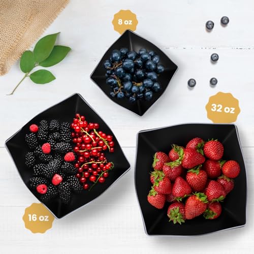 R-kay Rkay 6 Pack Black Square Plastic Serving Bowls Black Plastic bowls 16 Oz Disposable Serving Bowls Premium Bowls Disposable Heavy Duty For Weddings Catering And Birthday parties - Image 5