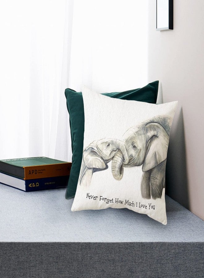 Sidhua Elephant Love Themed Pillowcase Decorations for Home, Baby Elephant Never Forget How Much I Love You Throw Pillow Cover 18”x18”, Valentine’s Day Gifts, Elephant Lover Gifts - Image 2