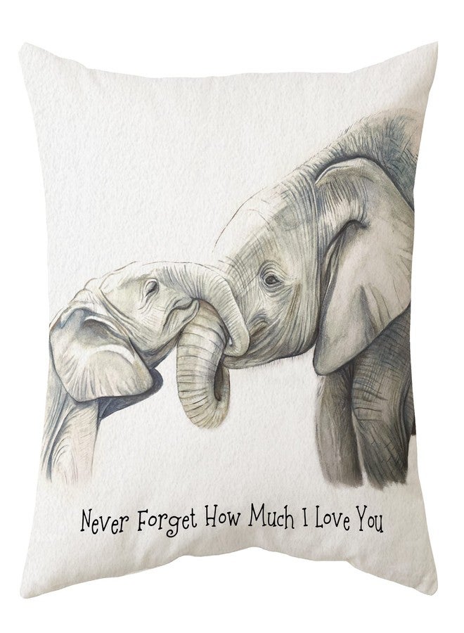 Sidhua Elephant Love Themed Pillowcase Decorations for Home, Baby Elephant Never Forget How Much I Love You Throw Pillow Cover 18”x18”, Valentine’s Day Gifts, Elephant Lover Gifts - Image 1