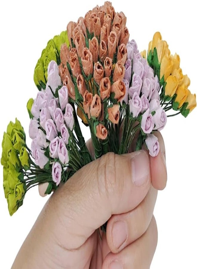 ChangThai Design Tiny ¼ Inch Diameter White Rosebud Paper Rose 50 Pieces Bunch of Flowers for Scrapbook Craft Mulberry Paper Mini Artificial Flower Card Wedding Dollhouse Décor - Image 2