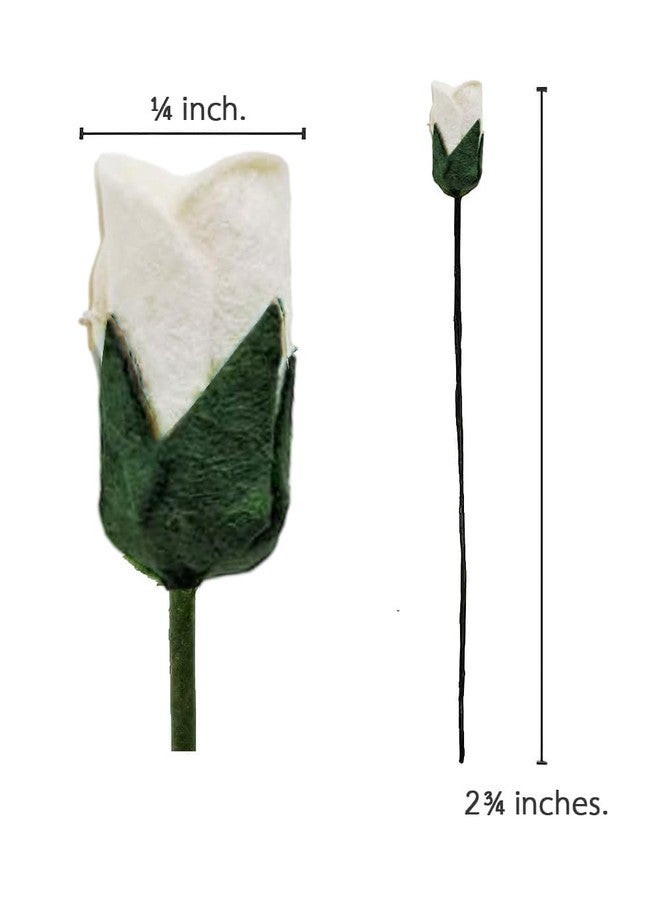 ChangThai Design Tiny ¼ Inch Diameter White Rosebud Paper Rose 50 Pieces Bunch of Flowers for Scrapbook Craft Mulberry Paper Mini Artificial Flower Card Wedding Dollhouse Décor - Image 3