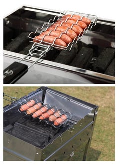 SYOSI Barbecue Grilling Basket BBQ Hot Dog Griller Rack Premium Quality Metal Rack for 6 Hot Dogs Strong load-bearing capacity Grill Mesh Clip Holder for Picnic Kitchen Tools  - Image 3