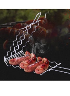 SYOSI Barbecue Grilling Basket BBQ Hot Dog Griller Rack Premium Quality Metal Rack for 6 Hot Dogs Strong load-bearing capacity Grill Mesh Clip Holder for Picnic Kitchen Tools  - Image 4