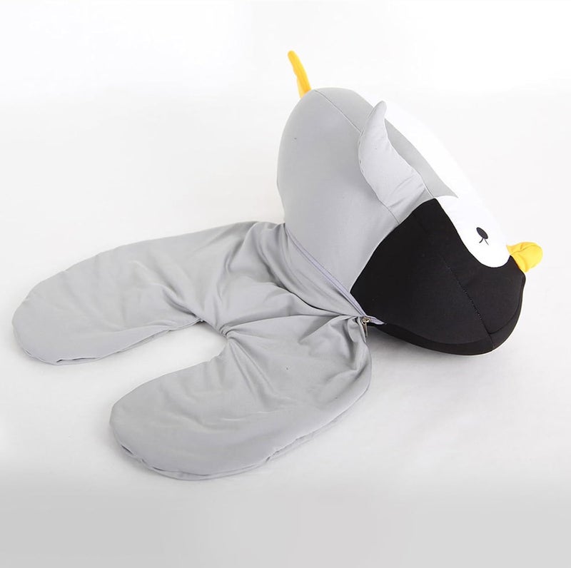 2-in-1 deformed children's travel neck pillow, cute animal-shaped soft U-shaped pillow - Image 4