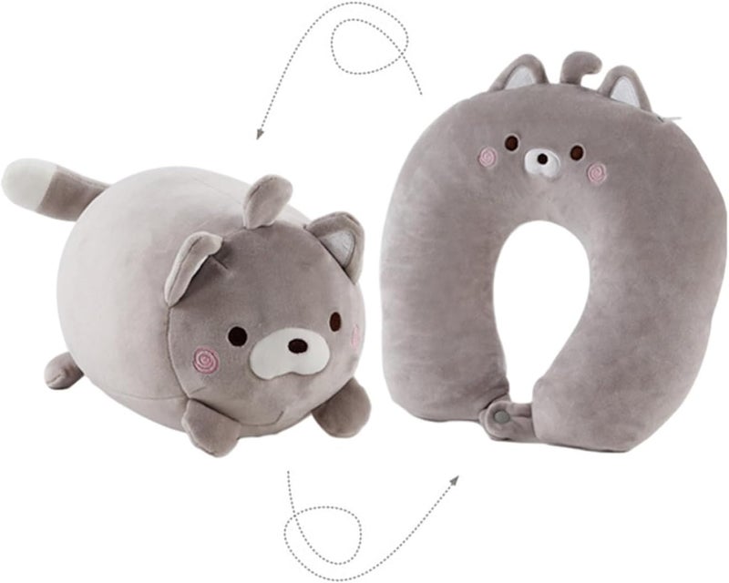 2-in-1 deformed children's travel neck pillow, cute animal-shaped soft U-shaped pillow - Image 1